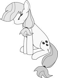 Size: 501x667 | Tagged: safe, artist:dbapplejack, applejack, earth pony, pony, eyes closed, grayscale, hatless, missing accessory, monochrome, simple background, sitting, solo, transparent background, vector