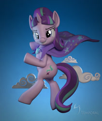 Size: 1200x1424 | Tagged: safe, artist:temporal333, starlight glimmer, pony, unicorn, 3d, blender, cape, clothes, hero, powerful, solo, trixie's cape, vray