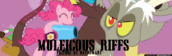 Size: 920x300 | Tagged: safe, discord, pinkie pie, draconequus, earth pony, pony, banner, female, male, mare