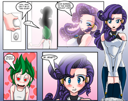 Size: 997x784 | Tagged: safe, artist:mauroz, edit, rarity, spike, human, comic:la magia de la amistad, comic, context is for the weak, cropped, female, humanized, male, shipping, sparity, straight