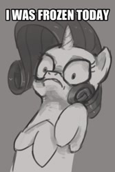 Size: 313x469 | Tagged: artist needed, safe, rarity, pony, unicorn, i was frozen today, image macro, suburban commando