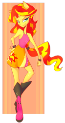 Size: 489x916 | Tagged: dead source, safe, artist:juvialle, sunset shimmer, equestria girls, ponied up, simple background, solo, transparent background