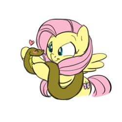 Size: 521x522 | Tagged: safe, artist:carnifex, fluttershy, pegasus, pony, snake, female, mare, pink mane, yellow coat