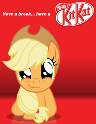 Size: 850x1100 | Tagged: safe, artist:adrianimpalamata, applejack, earth pony, pony, candy, chocolate, kit kat