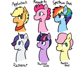 Size: 842x725 | Tagged: safe, artist:raincupcake, derpibooru import, applejack, applejack (male), bubble berry, butterscotch, dusk shine, elusive, fluttershy, pinkie pie, rainbow blitz, rainbow dash, rarity, twilight sparkle, earth pony, pegasus, pony, unicorn, mane six, rule 63