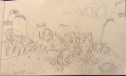 Size: 2271x1366 | Tagged: safe, artist:goldenquillmlp, derpibooru import, applejack, rainbow dash, earth pony, pegasus, pony, apple tree, appledash, female, lesbian, shipping, sweet apple acres, traditional art, tree