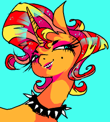 Size: 380x423 | Tagged: safe, artist:njeekyo, sunset shimmer, pony, collar, lipstick, solo