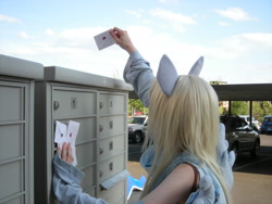 Size: 3264x2448 | Tagged: safe, artist:yamatanokaguya, derpy hooves, human, cosplay, irl, irl human, letter, mail, photo, solo, working