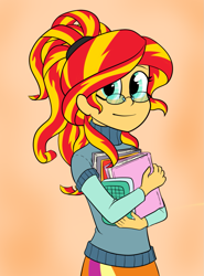 Size: 1093x1477 | Tagged: safe, artist:catlover1672, sunset shimmer, equestria girls, cute, glasses, shimmerbetes, solo