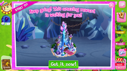 Size: 1280x720 | Tagged: safe, flim, queen chrysalis, changeling, changeling queen, castle, game screencap, gameloft, tree