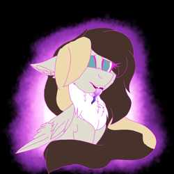 Size: 2560x2560 | Tagged: safe, artist:brokensilence, derpibooru import, oc, oc only, oc:misty serenity, pegasus, pony, chest fluff, halfbody, long tongue, open mouth, sharp teeth, teeth, tongue out