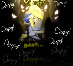 Size: 939x851 | Tagged: safe, artist:serendipity-kitty, derpy hooves, blank flank, bow, bullying, crying, drama, filly, sad, teasing, younger