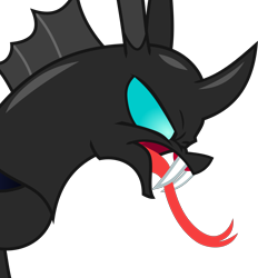 Size: 5008x5393 | Tagged: safe, artist:frownfactory, derpibooru import, thorax, changeling, the times they are a changeling, .svg available, absurd resolution, angry, horn, long tongue, male, simple background, solo, svg, tongue out, transparent background, vector