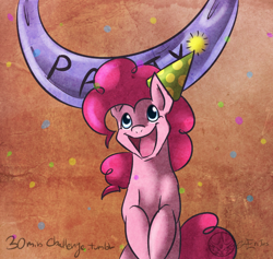 Size: 1000x948 | Tagged: safe, artist:aeritus, pinkie pie, earth pony, pony, female, hat, mare, party hat, pink coat, pink mane