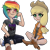 Size: 894x894 | Tagged: safe, artist:clyrically, derpibooru import, applejack, rainbow dash, human, clothes, converse, humanized, shoes, sitting