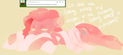 Size: 1280x579 | Tagged: dead source, safe, artist:dhui, pinkie pie, earth pony, pony, sleeping, tired pie