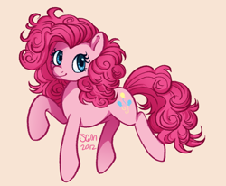 Size: 980x809 | Tagged: safe, artist:cloudedart, pinkie pie, earth pony, pony, cute, diapinkes, pink background, simple background, solo