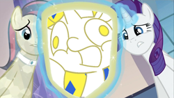 Size: 1422x800 | Tagged: safe, bonna fide, glamour gleam, honeysparkle, rarity, oc, oc:princess ataxia, pony, unicorn, cadance's mirror, exploitable meme, meme, mirror