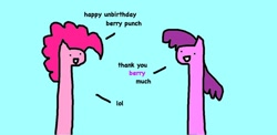 Size: 1024x498 | Tagged: safe, artist:wollap, berry punch, berryshine, pinkie pie, earth pony, pony, comic sans