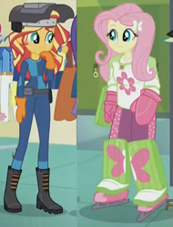 Size: 483x634 | Tagged: safe, screencap, fluttershy, sunset shimmer, equestria girls, friendship games