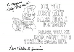 Size: 1280x904 | Tagged: safe, artist:the-ross, rarity, pony, unicorn, autograph, female, horn, mare, newspaper, solo