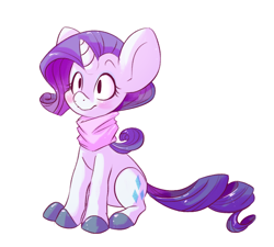 Size: 886x798 | Tagged: safe, artist:batlover800, rarity, pony, unicorn, blushing, clothes, scarf, sitting, smiling, solo