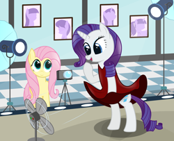 Size: 4000x3250 | Tagged: safe, artist:joey, fluttershy, rarity, pegasus, pony, unicorn, female, horn, mare, paraskirt