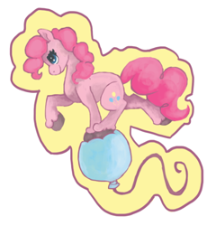 Size: 494x515 | Tagged: safe, artist:weepysheep, pinkie pie, earth pony, pony, balloon, simple background, smiling, solo, sticker, unshorn fetlocks, white background