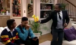 Size: 488x290 | Tagged: safe, artist:dikekike, artist:haydnlewis, applejack, carlton banks, geoffrey, irl, photo, the fresh prince of bel-air, toy, will smith, youtube poop