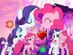 Size: 800x600 | Tagged: safe, artist:ponyrarity, pinkie pie, rarity, earth pony, pony, unicorn, female, lesbian, raripie, shipping, vector