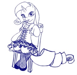 Size: 811x792 | Tagged: safe, artist:btbunny, rarity, pony, unicorn, clothes, fishnet stockings, solo