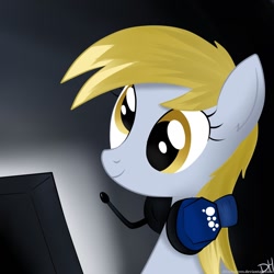 Size: 1024x1024 | Tagged: safe, derpy hooves, pegasus, pony, female, headphones, mare, solo