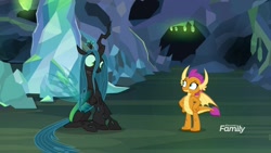 Size: 1920x1080 | Tagged: safe, screencap, ocellus, queen chrysalis, smolder, changeling, changeling queen, what lies beneath, disguise, disguised changeling, female