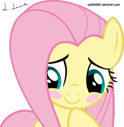 Size: 1498x1543 | Tagged: safe, artist:und34d951, fluttershy, pegasus, pony, blushing, female, mare, pink mane, yellow coat