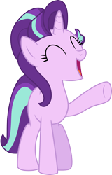 Size: 2751x4296 | Tagged: safe, artist:cloudyskie, starlight glimmer, pony, unicorn, a hearth's warming tail, .ai available, absurd resolution, cute, eyes closed, female, glimmerbetes, happy, mare, open mouth, raised hoof, simple background, solo, transparent background, vector