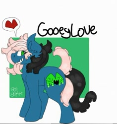 Size: 365x387 | Tagged: safe, artist:soll sprite, derpibooru import, oc, oc only, oc:gooeylove, goo, goo pony, original species, female, long tongue, mare, reference sheet, sharp teeth, solo, teeth, tentacle mane, tentacles, tongue out