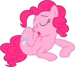 Size: 7484x6616 | Tagged: safe, artist:mehoep, pinkie pie, earth pony, pony, mmmystery on the friendship express, absurd resolution, eyes closed, female, mare, prone, scratching, simple background, sleepy, transparent background, vector