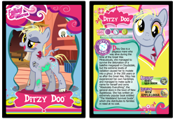 Size: 3100x2110 | Tagged: safe, artist:rinmitzuki, derpy hooves, ditzy doo, ghoul, undead, zombie, fallout equestria, card, text, trading card