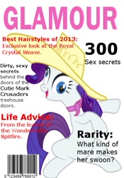 Size: 400x571 | Tagged: safe, rarity, pony, unicorn, barcode, derp, female, glamour, lesbian, magazine