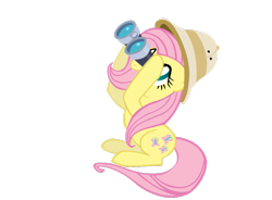 Size: 1043x766 | Tagged: safe, artist:dantesgrill, fluttershy, pegasus, pony, binoculars, hat, simple background, transparent background, vector