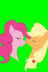 Size: 900x1330 | Tagged: safe, artist:darkmeilan, applejack, pinkie pie, earth pony, pony, applepie, female, kissing, lesbian, ms paint, shipping