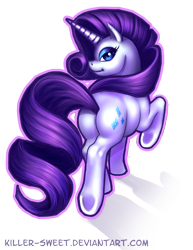 Size: 550x712 | Tagged: safe, artist:killer-sweet, rarity, pony, unicorn, female, mare, plot, purple mane, solo, white coat