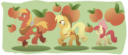 Size: 3232x1411 | Tagged: safe, artist:lalindaaa, apple bloom, applejack, big macintosh, earth pony, pony, apple siblings, male, stallion