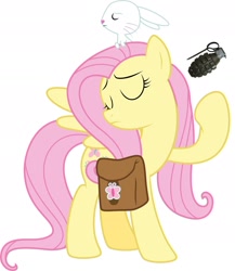 Size: 2042x2355 | Tagged: safe, edit, angel bunny, fluttershy, pegasus, pony, just for sidekicks, grenade, simple background, vector, weapon, white background