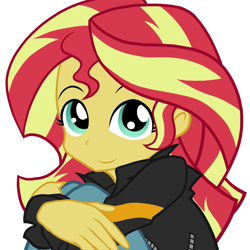 Size: 1000x1000 | Tagged: safe, artist:zat, sunset shimmer, equestria girls, cute, explicit source, shimmerbetes, simple background, smiling, solo, when she smiles, white background