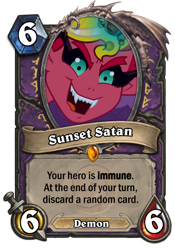 Size: 400x573 | Tagged: safe, sunset satan, sunset shimmer, equestria girls, equestria girls (movie), card, crossover, hearthstone, trading card