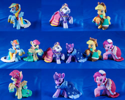 Size: 700x561 | Tagged: safe, artist:sailorknightwing, derpibooru import, applejack, fluttershy, pinkie pie, rainbow dash, rarity, twilight sparkle, blind bag, clothes, custom, dress, gala dress, irl, mane six, photo, toy