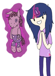 Size: 452x614 | Tagged: safe, artist:skatergirl8888, derpibooru import, smarty pants, twilight sparkle, adventure time, horned humanization, humanized, scene interpretation, style emulation, twilight snapple