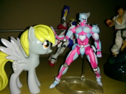 Size: 980x735 | Tagged: safe, derpy hooves, pegasus, pony, crazy diamond, female, jojo's bizarre adventure, mare, petting, stand