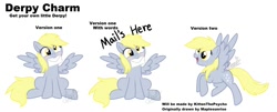 Size: 1405x568 | Tagged: safe, artist:maplesunrise, derpy hooves, pegasus, pony, charm, cute, female, letter, mail, mare, mouth hold, paper child